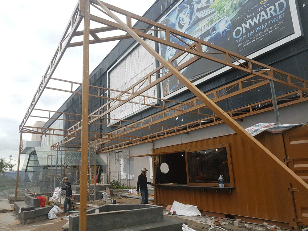 Lắp đặt mái xếp quán cafe Quảng Ngãi